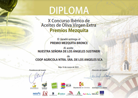 Diploma Premios Mezquita 2023 – X Concurso Ibérico de Aceites de Oliva Virgen Extra